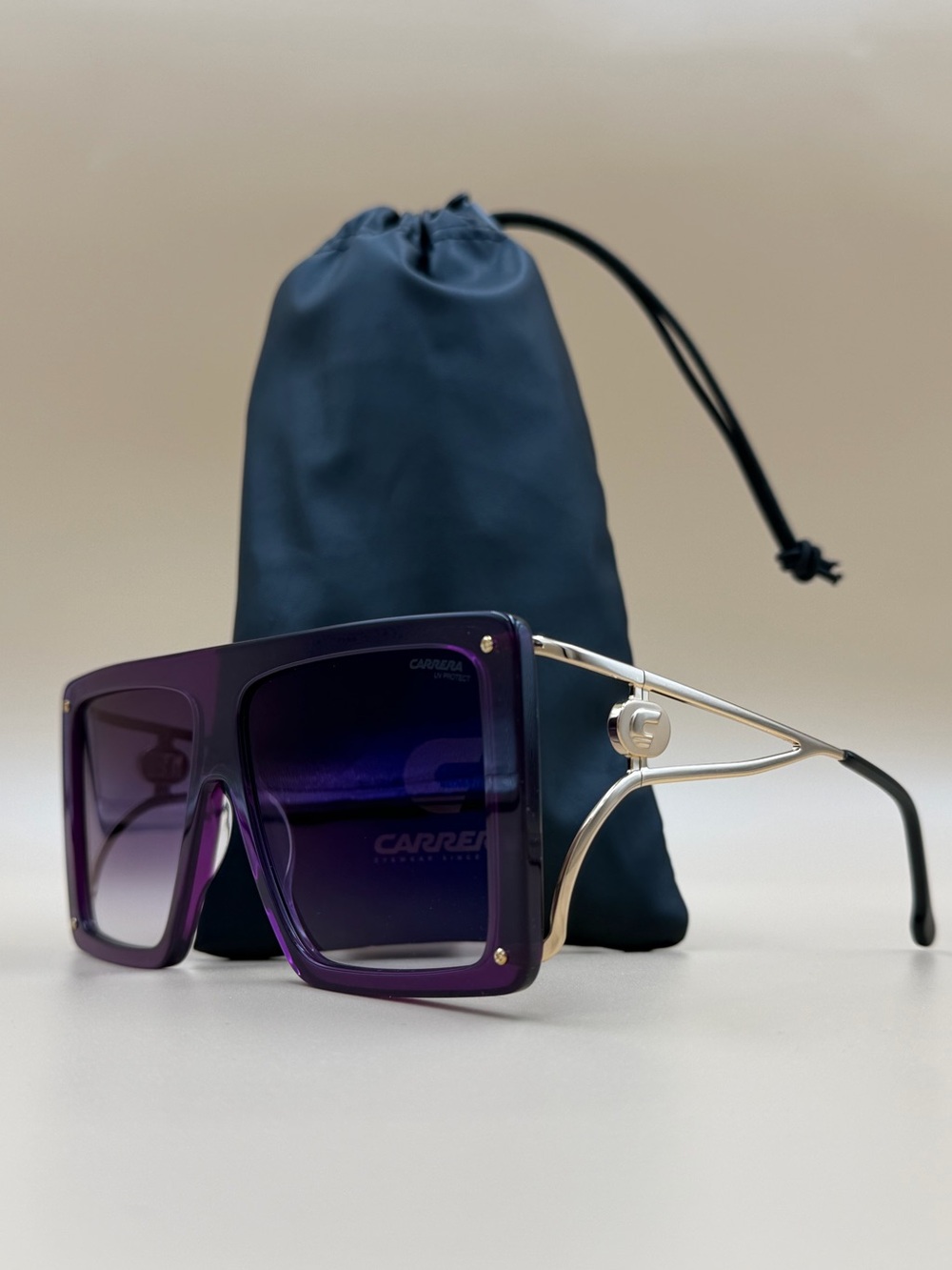 Carrera Purple Square Sunglasses with Gold Temples